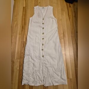 Sleeveless White Button-Down Dress